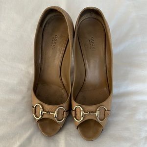 Authentic Well-Loved Gucci Heels Horsebit leather embossed Guccisima size 40 C
